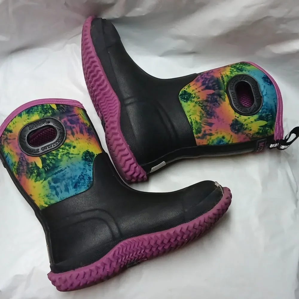 Muds Noble Outfitters Kids' Black and Purple Rain & Snow Boots Youth Size 2